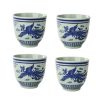 4Pcs Chinese Style Phoenix Ceramic Teacups Small Straight Wine Glass 150ML