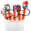 6pcs Reusable Silicone Straw Tip Caps - Scary Clown Design - Perfect for Halloween Decorations and Drinking