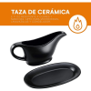 Bruntmor Ceramic Gravy Boat & Tray For Salad Dressings, Milk, Broth 11 Oz Black