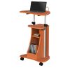 Techni Mobili Sit-to-Stand Rolling Adjustable Height Laptop Cart With Storage, Woodgrain