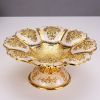 Gold Fruit Basket Flower Shape Festival Alloy Candy Food Nut Fruit High Storage Basket Wedding Home Desktop Tray Decoration